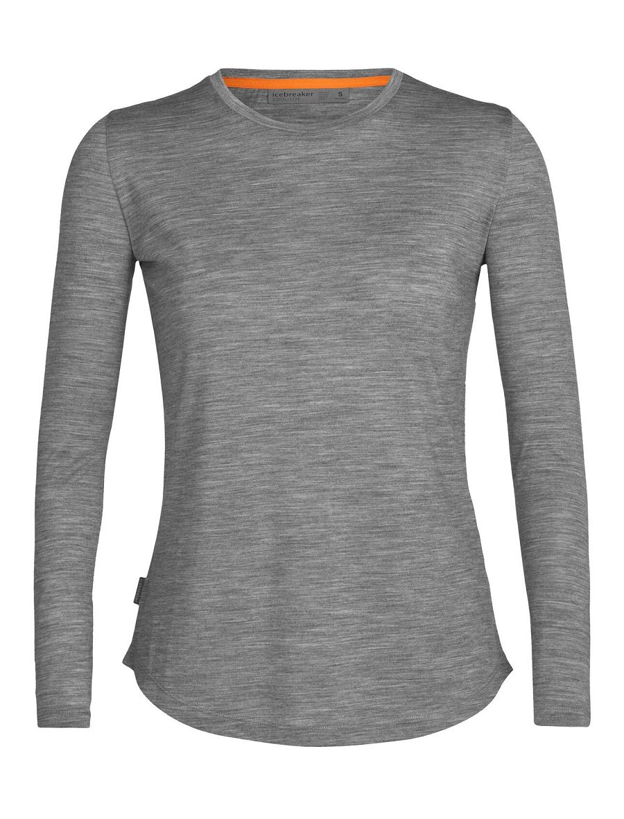 Women's Icebreaker Merino Sphere II T-Shirt Long Sleeve Metro Heather | CA 1304SGLO